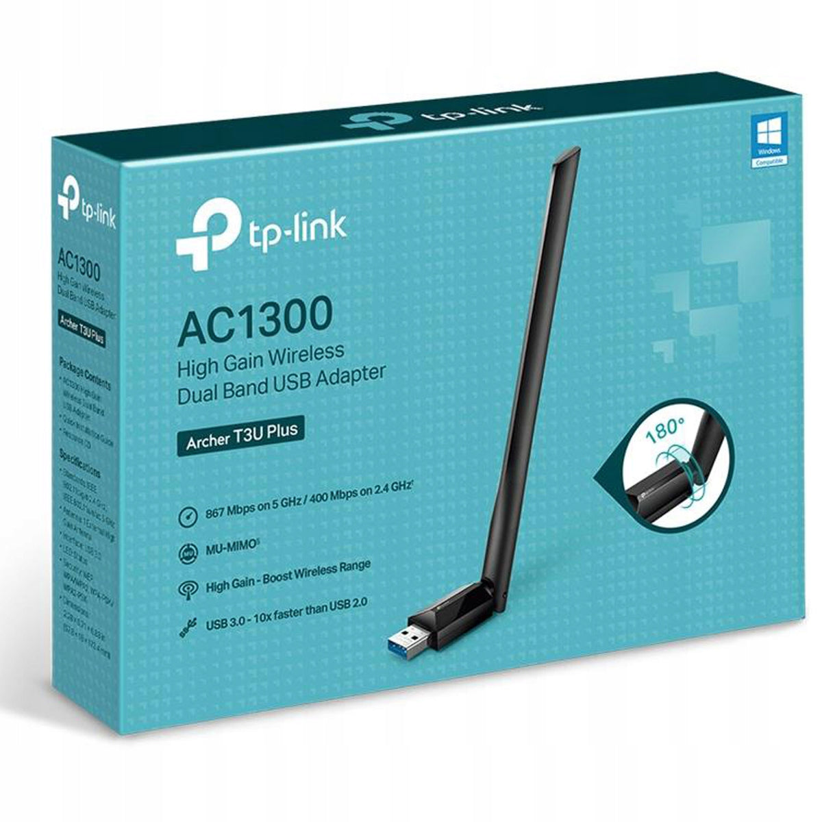 TP-LINK USB AC1300 WIFI NETWORK CARD WITH DUAL BAND ANTENNA FAST Packaging status original