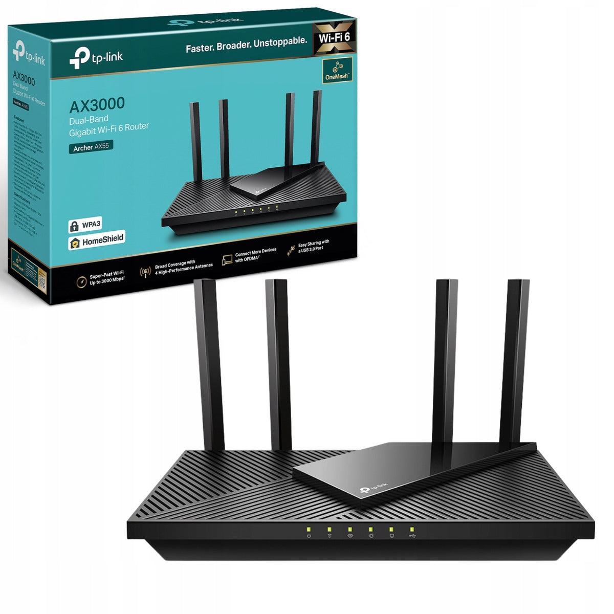 TP-LINK WIFI ROUTER 6 AX3000 GIGABIT DUAL BAND HIGH SPEED INTERNET