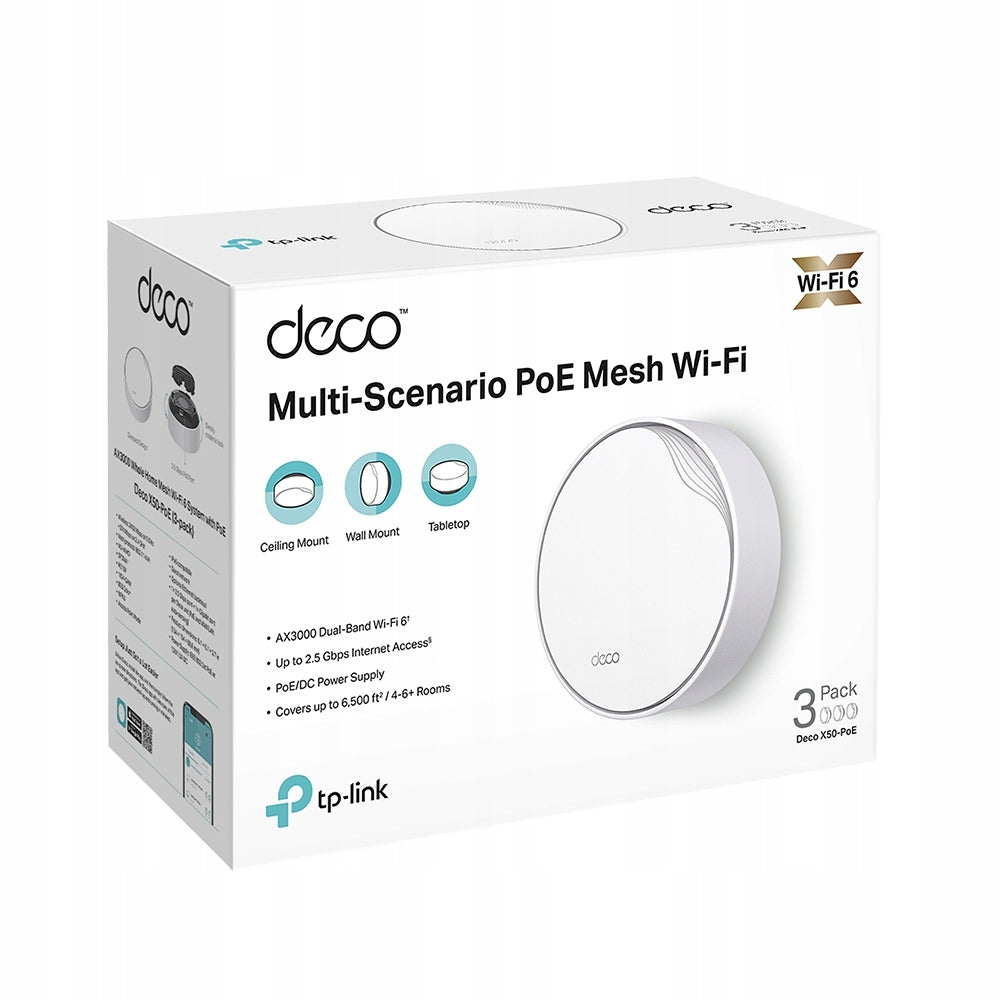 TP-Link Deco X50-PoE AX3000 Wi-Fi Mesh System 3-Pack White Manufacturer code Deco X50-PoE