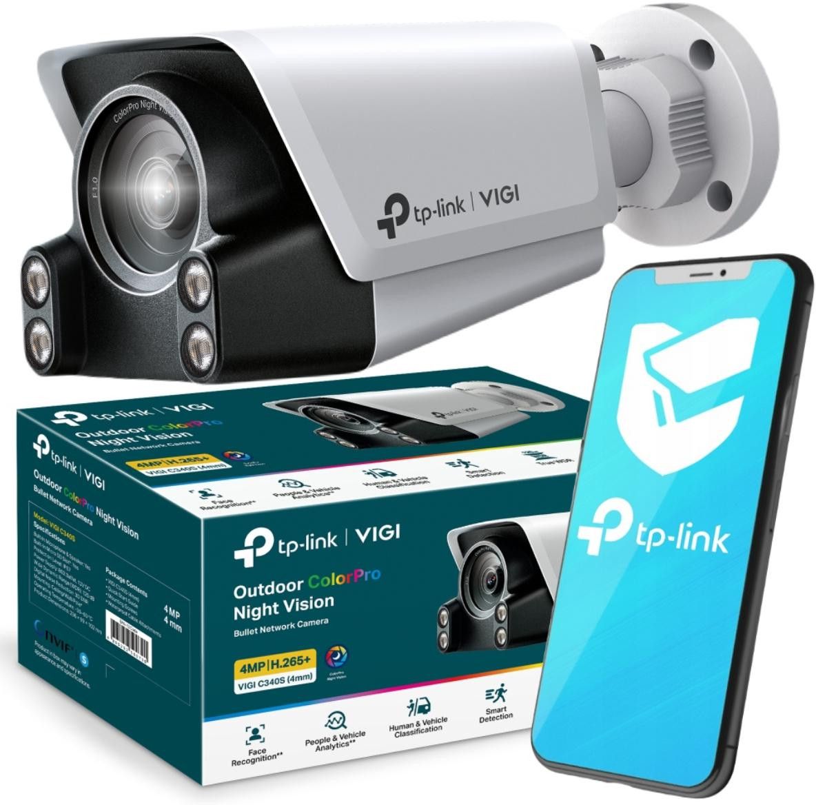 TP Link VIGI C340S 4mm Outdoor Bullet IP Camera 4MPx IP67 PoE Brand Tp-Link