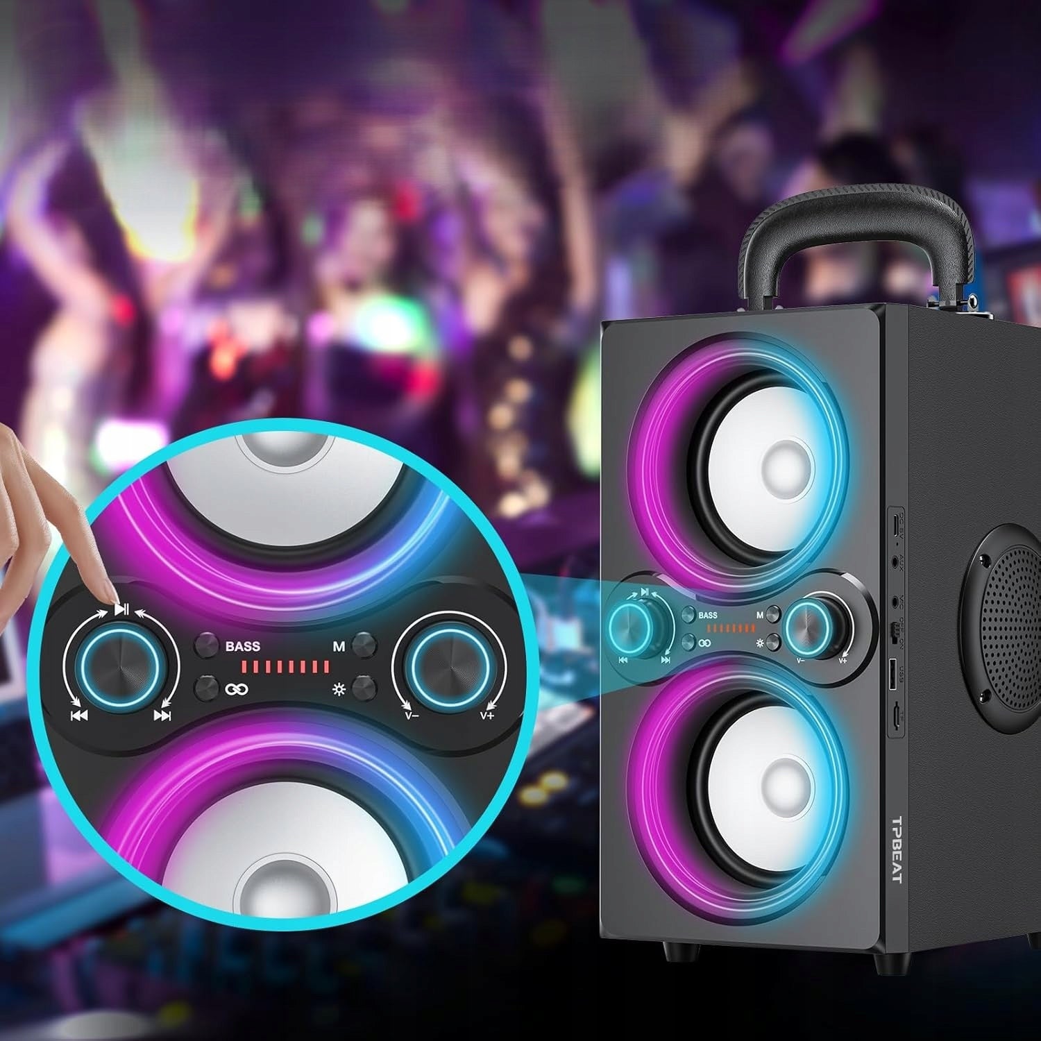 TPBEAT 80W Portable Bluetooth Speaker – Super Bass and LED Effects Manufacturer code B0CQFQZWG8