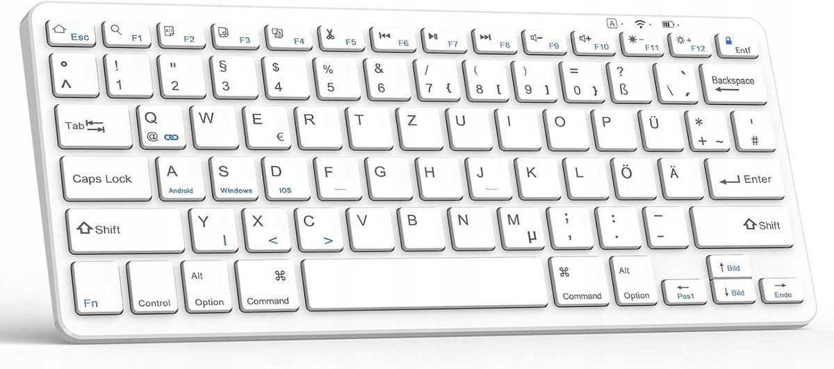 TQQ QWERTZ Bluetooth Keyboard for iPad Android Tablet White