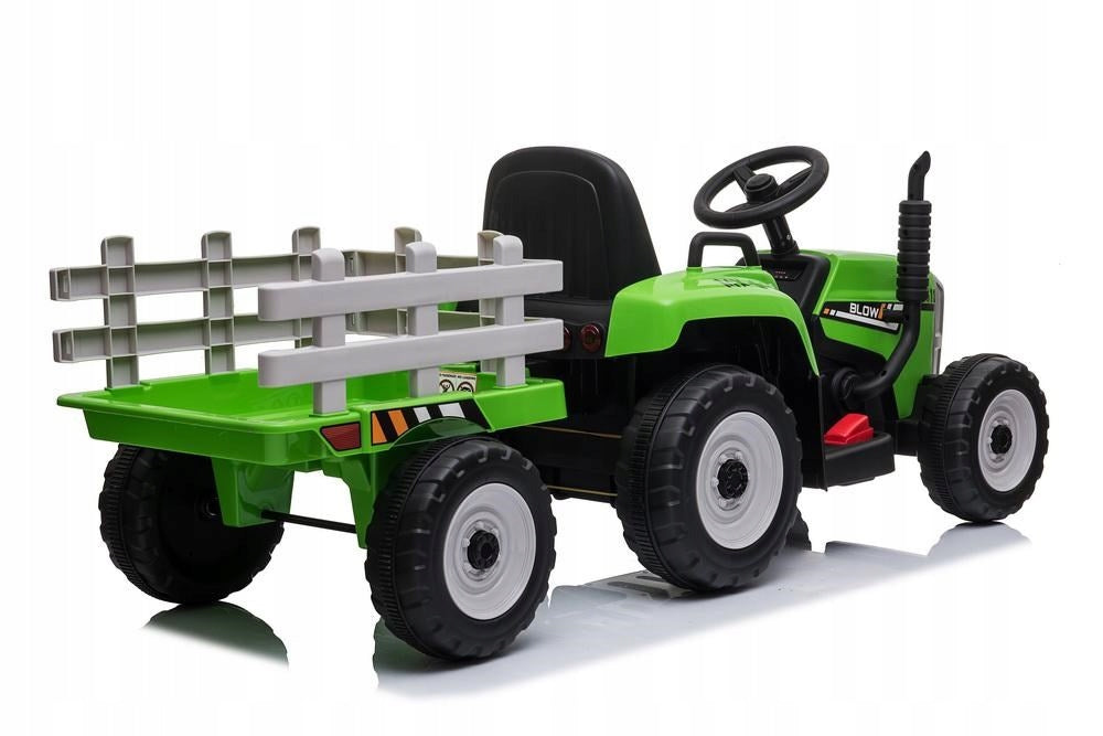 TRACTOR BATTERY-OPERATED TRACTOR WITH TRAILER FOR CHILDREN PILOT SAFETY Color green