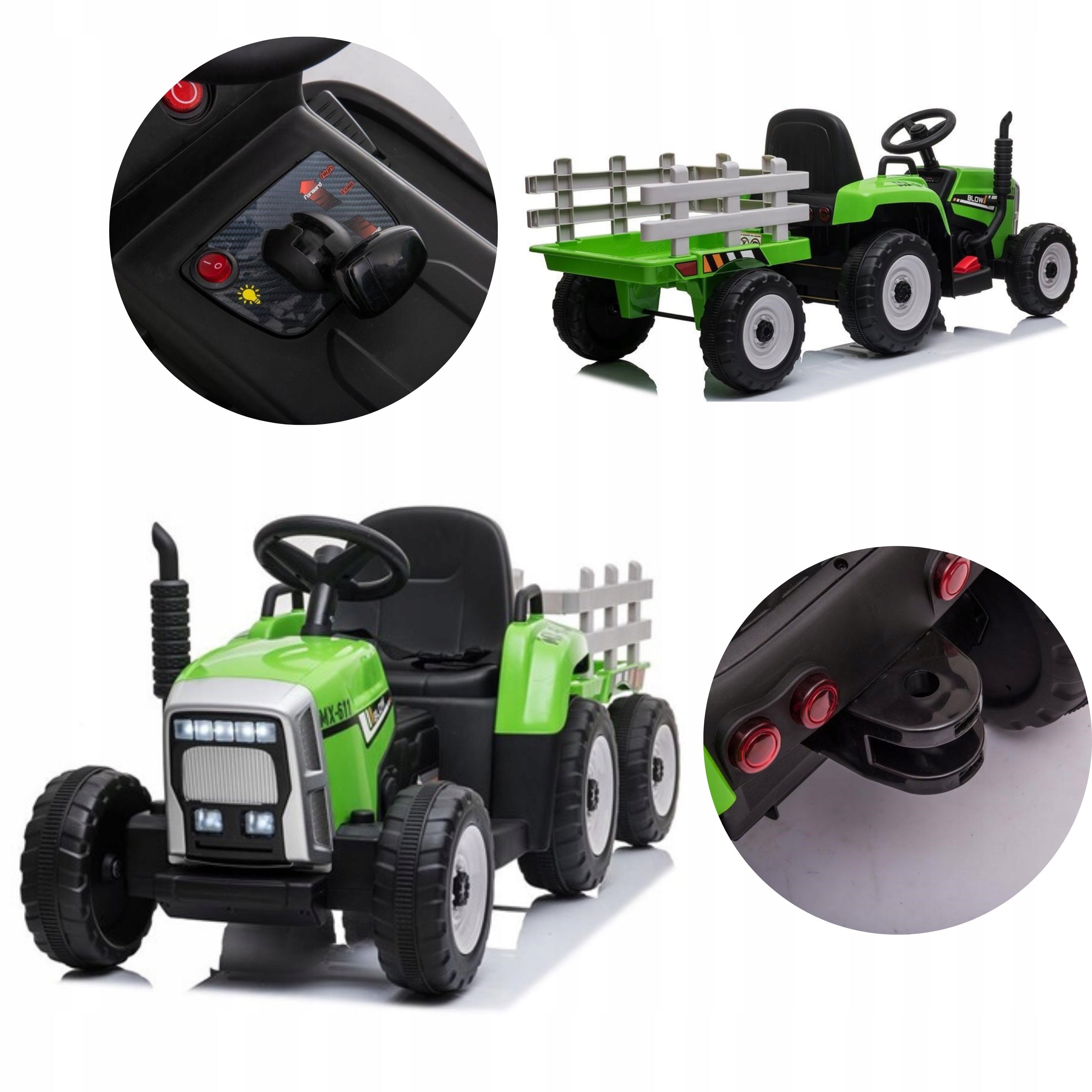 TRACTOR BATTERY-OPERATED TRACTOR WITH TRAILER FOR CHILDREN PILOT SAFETY