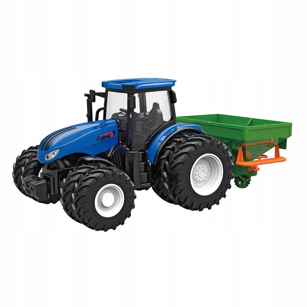 TRACTOR REMOTE CONTROLLED SPREADER RUBBER WHEELS LIGHT SOUND BLUE Brand no brand