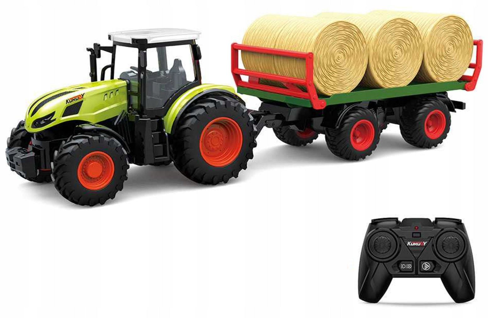 TRACTOR REMOTE CONTROLLED TRACTOR TRAILER AGRICULTURAL MACHINE RC STRAW 1:24 Packaging status original