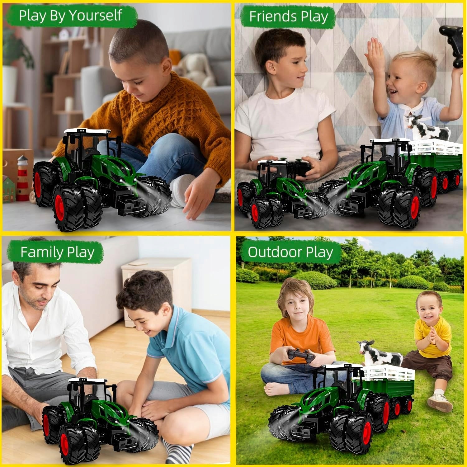TRACTOR REMOTE CONTROLLED TRACTOR WITH RC TRAILER FOR REMOTE CONTROL SET GIFT Color multicolor