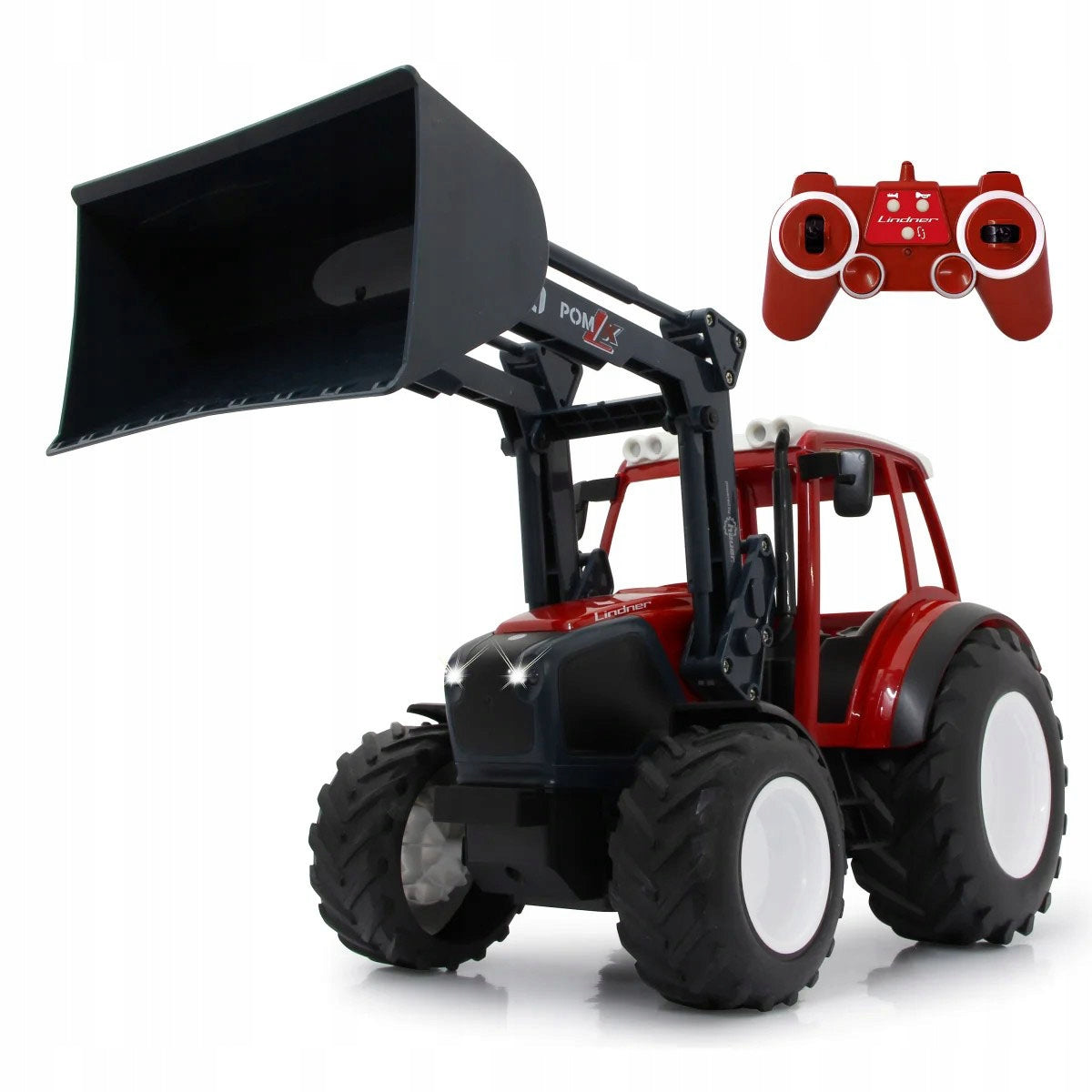 TRACTOR WITH A TRUCK LIFTED BY REMOTE CONTROL 1:16 RED