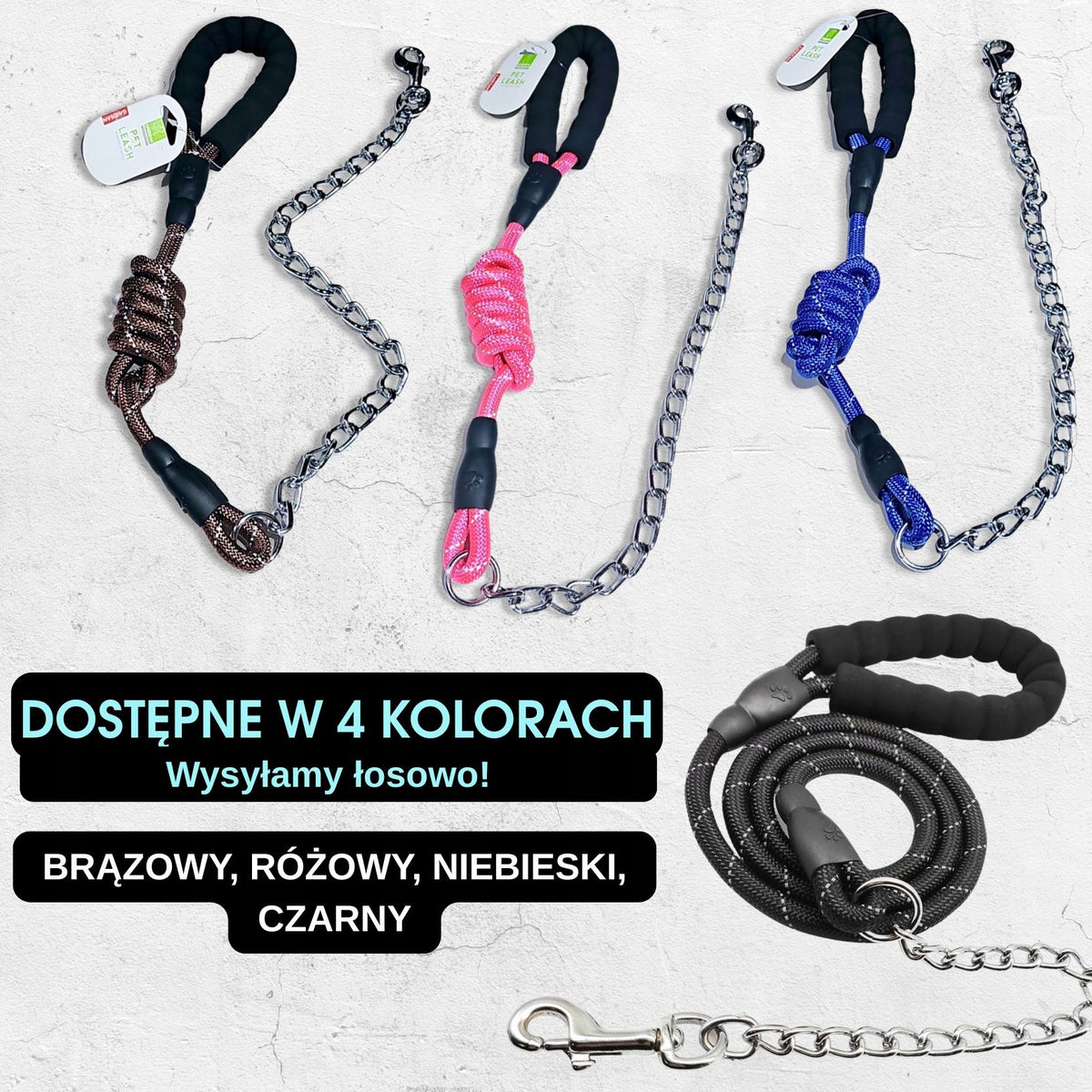 TRADITIONAL LEASH FOR LARGE DOG CHAIN STRONG THICK Packaging status original