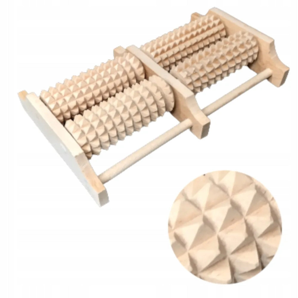 TRADITIONAL WOODEN FOOT MASSAGER 4 ROLLS