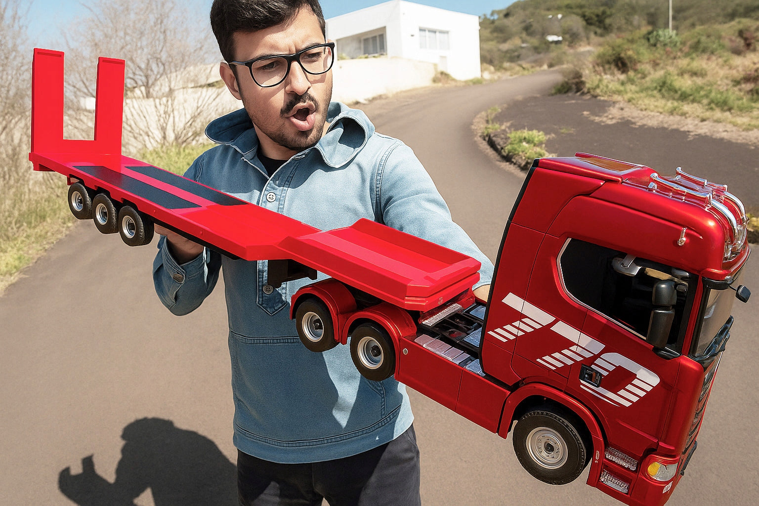 TRAILER TOW TRUCK 1502 H-TOYS SCALE 1:18 REMOTE CONTROLLED FOR SCANI 1501 Packaging status original