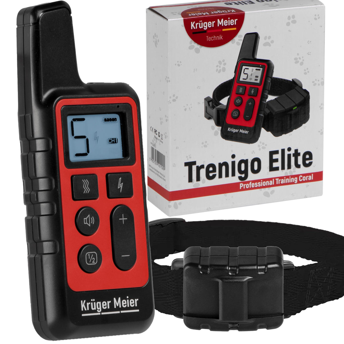TRAINING COLLAR KRUGER MEIER – RANGE 500M WATERPROOF ADJUSTABLE FOR DOG Manufacturer code OBROŻA TRENINGOWA DLA PSA WODOODPORNA DO 70CM