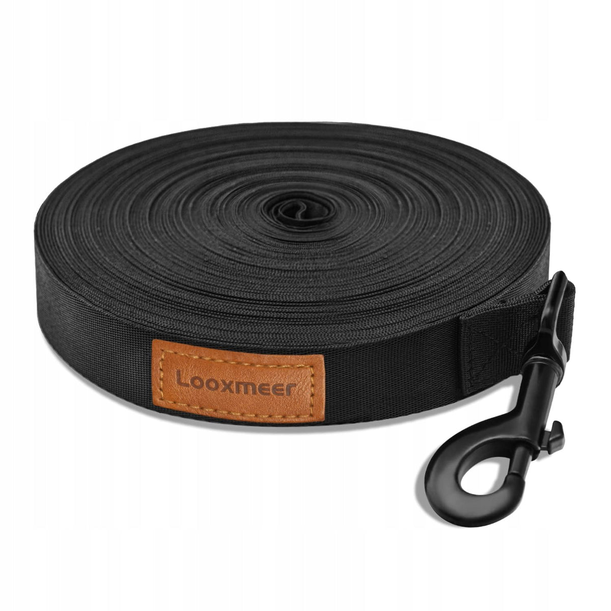 TRAINING DOG LEASH 20 M BLACK WITH HAND STRAP CARABINER
