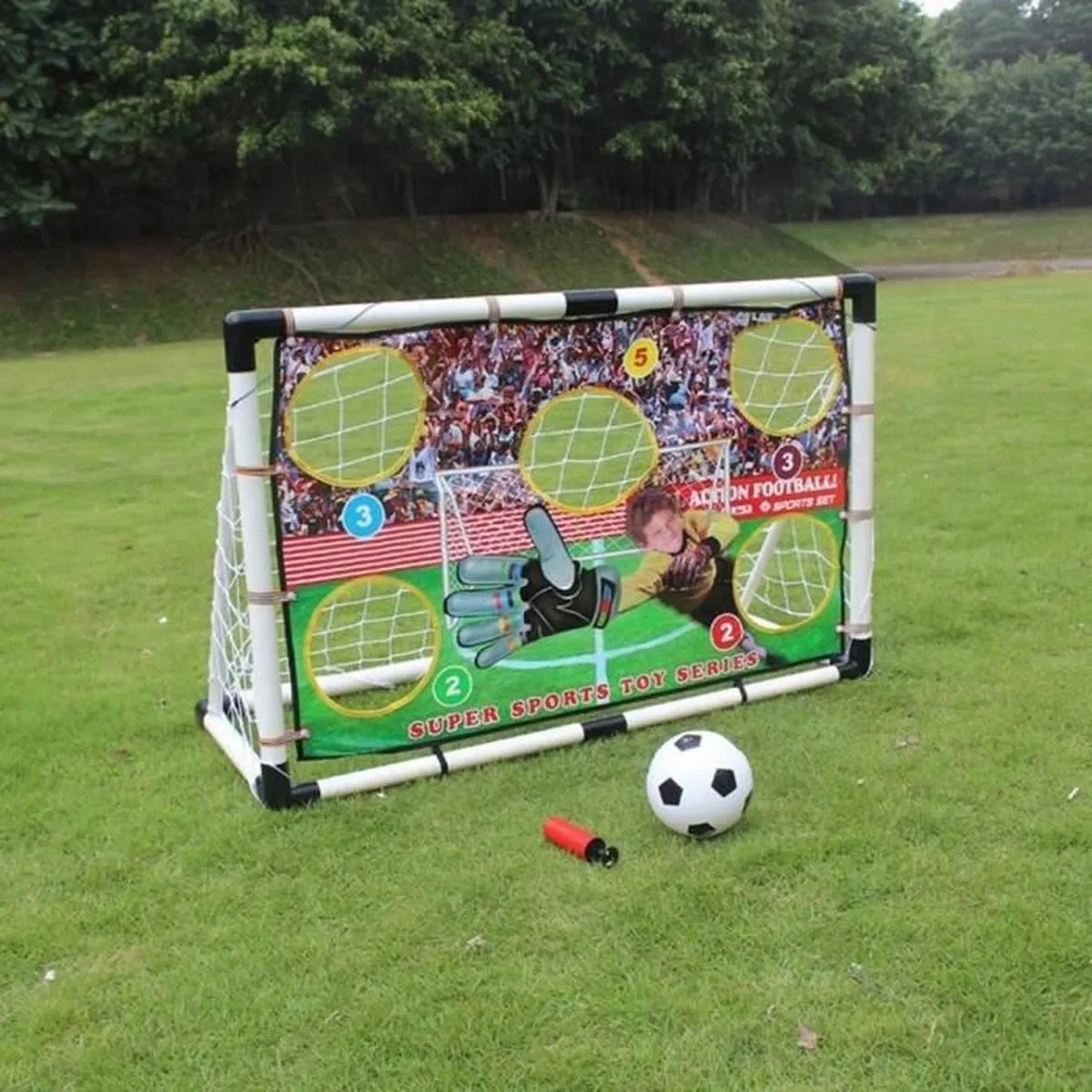 TRAINING FOOTBALL GOAL FOR CHILDREN LARGE WITH NET + ACCURACY MAT BALL Packaging status original