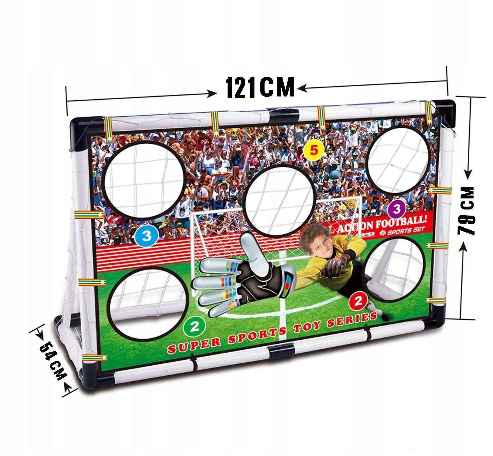 TRAINING FOOTBALL GOAL FOR CHILDREN LARGE WITH NET + ACCURACY MAT BALL Product width 121 cm