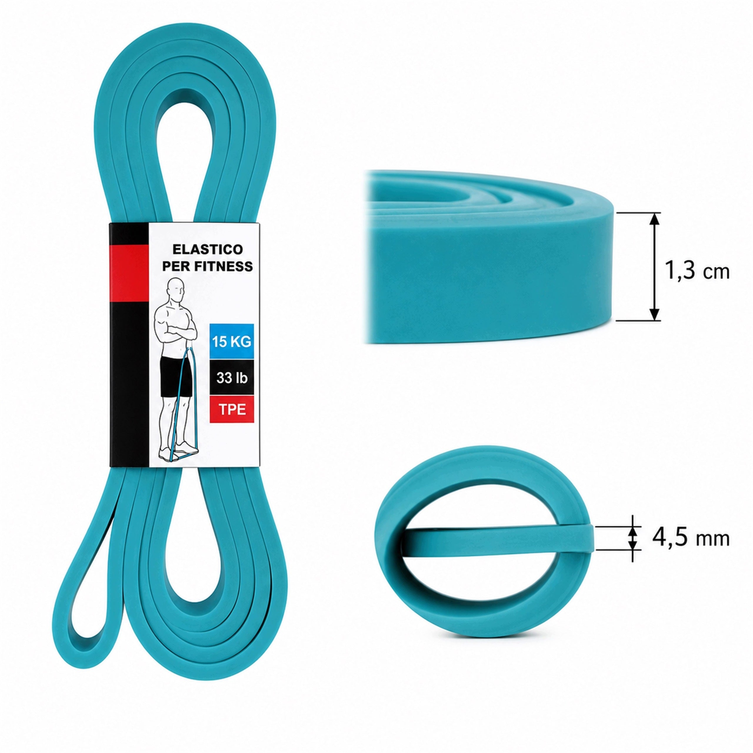 TRAINING RUBBER TAPE FOR STRETCHING AND FITNESS EXERCISES POWER BAND TPE 15kg Brand Inn