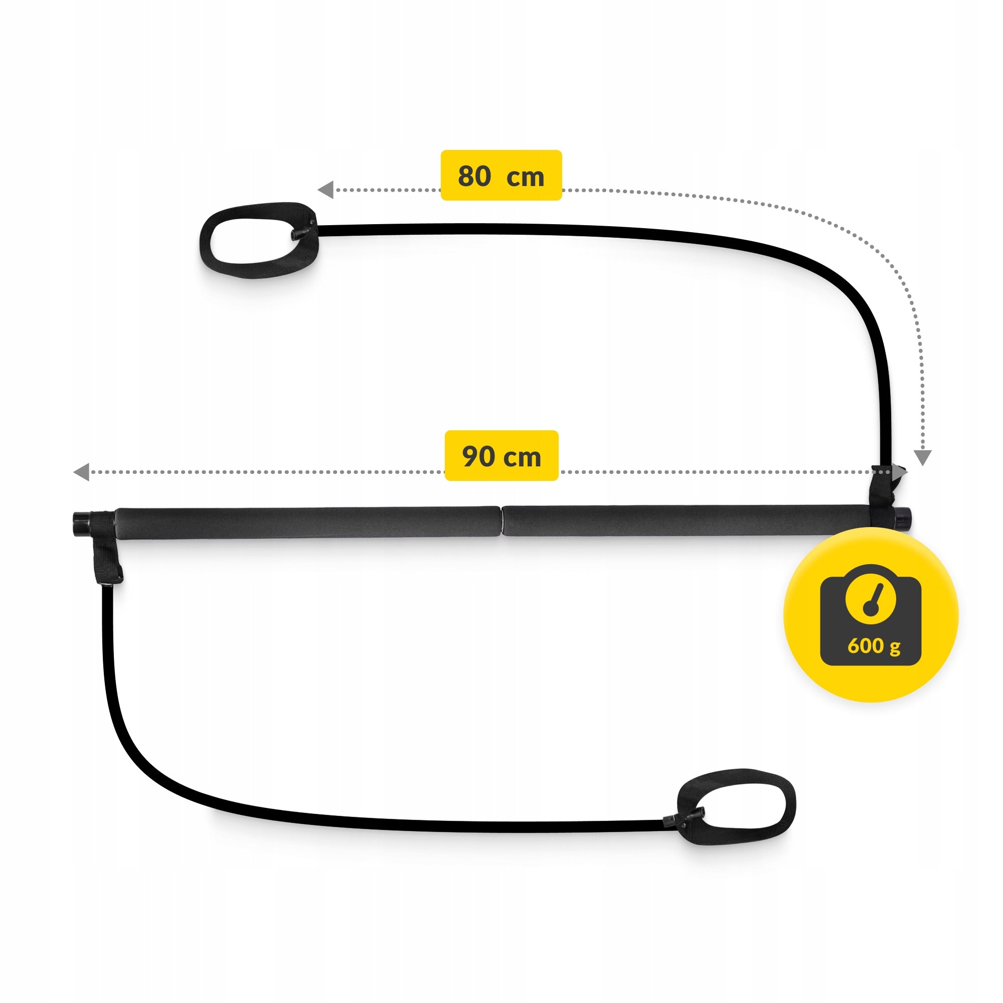 TRAINING STICK BAR WITH LOAD FOLDING RUBBER EXPANDERS PILATES Color black
