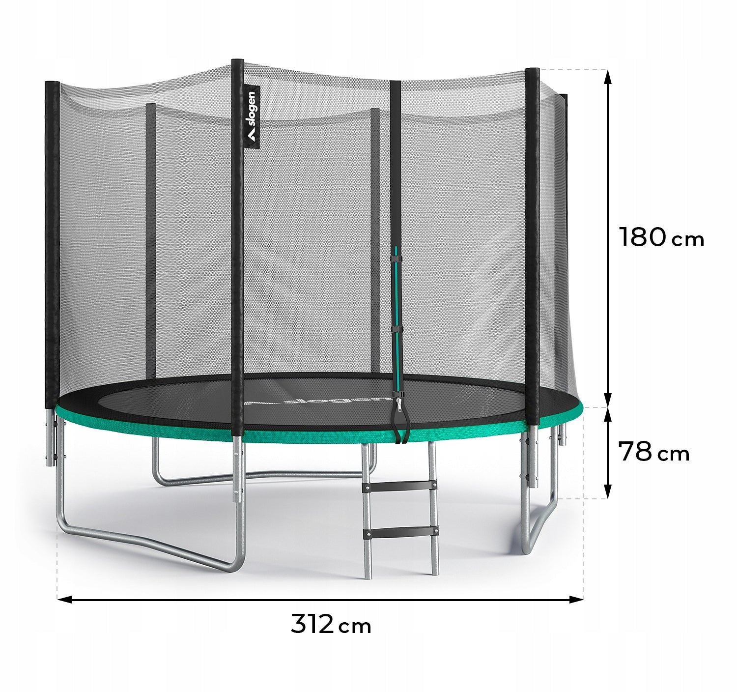 TRAMPOLINE 10FT GARDEN QUICK DRYING LADDER 312 cm OUTDOOR MESH Height from ground level 78 cm