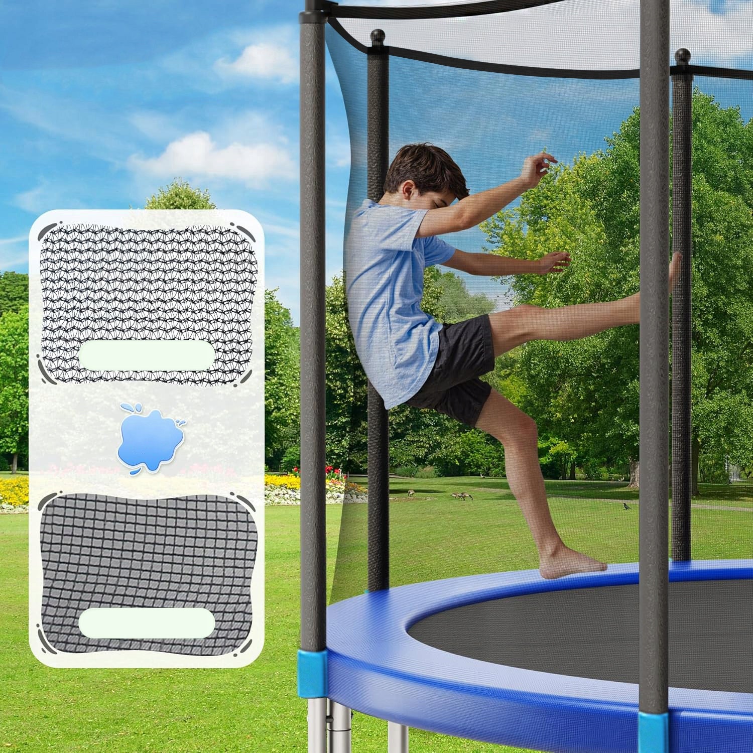 TRAMPOLINE 244CM 8FT 150KG FOR ADULT CHILDREN EN71 SAFE STRONG Height from ground level 55 cm