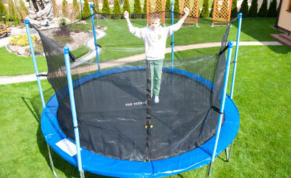 TRAMPOLINE 374 CM DOUBLE LEGS LADDER HOOKS. Total height 250 cm