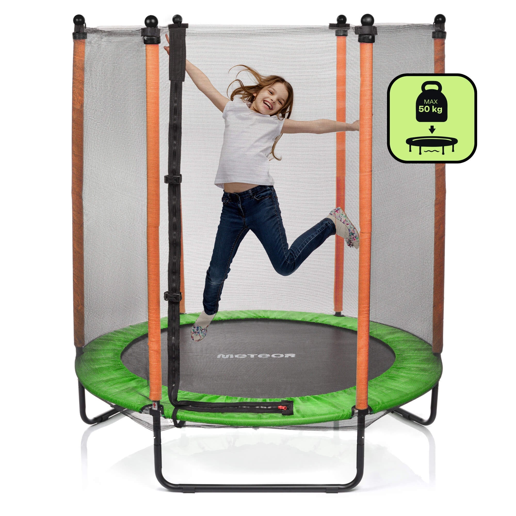 TRAMPOLINE FOR CHILDREN OUTDOOR AND INDOOR METEOR 140cm (4.5 ft) with mesh Packaging status original