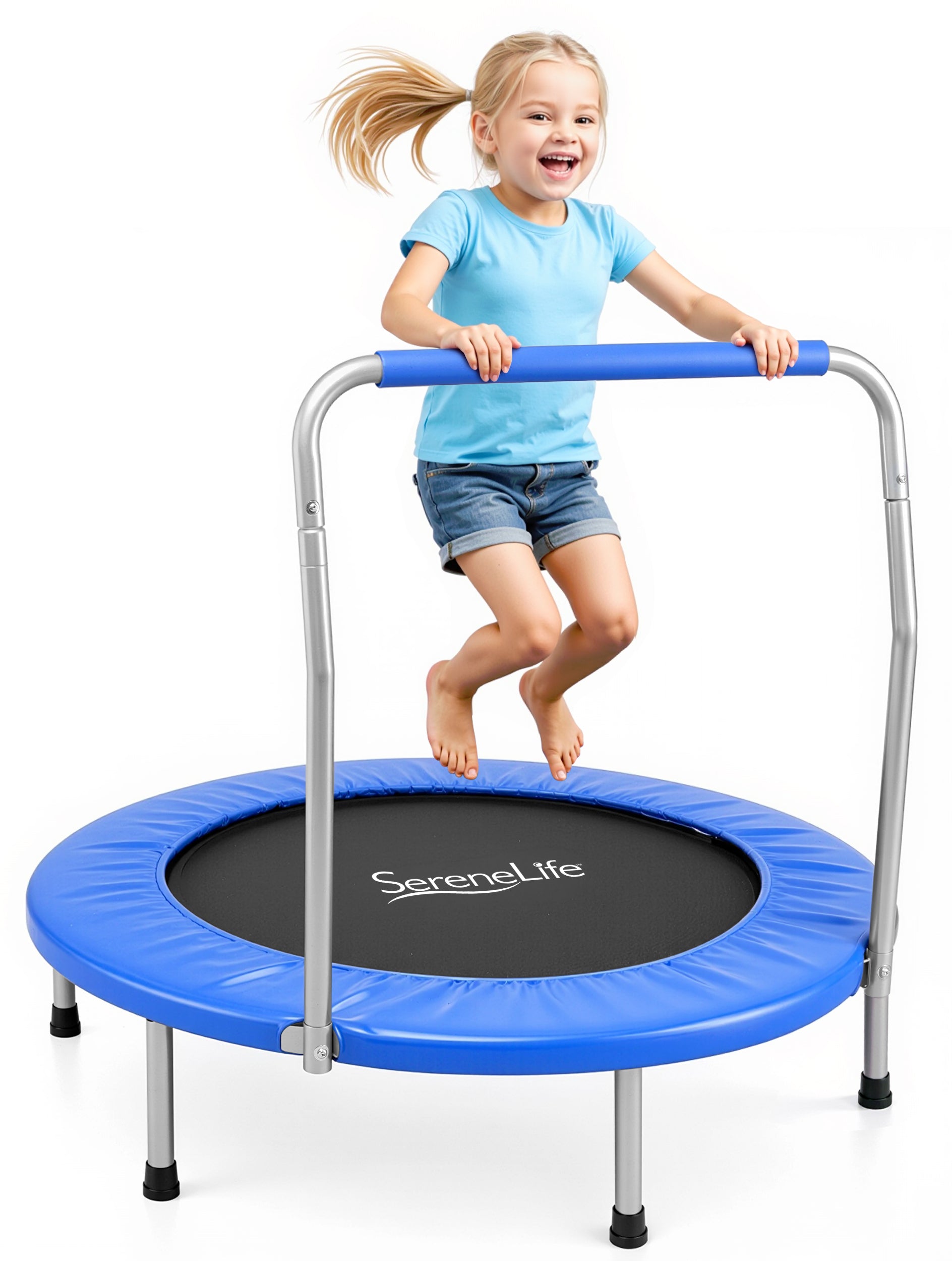 TRAMPOLINE FOR CHILDREN SMALL HOUSEHOLD UP TO 68KG LIFTING CAPACITY STABLE SERENELIFE Packaging status original