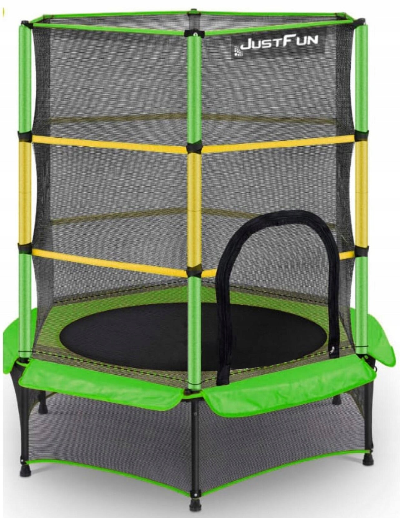 TRAMPOLINE FOR HOME AND GARDEN GREEN-YELLOW - 140 JF Total height 160 cm