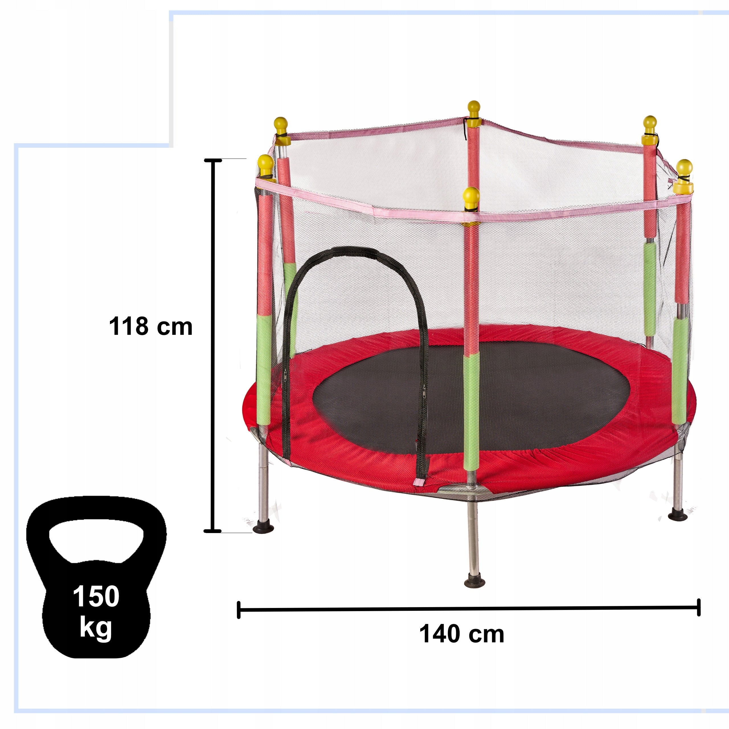 TRAMPOLINE For Children Garden With Mesh 140 cm Small STABLE FRAME GIFT Total height 122 cm