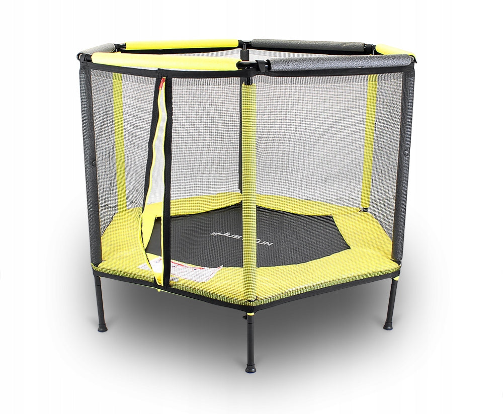 TRAMPOLINE-PLAYPEN FOR HOME AND GARDEN FOR CHILDREN, HOME WITH NET 140 YELLOW Manufacturer code JUSTFUN