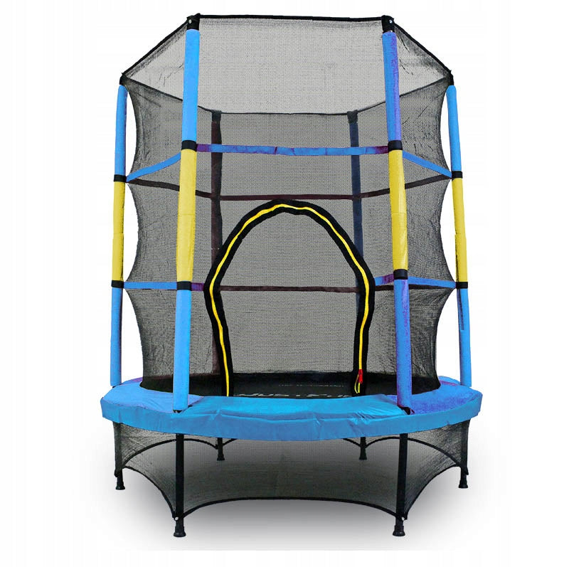 TRAMPOLINE WITH NET FOR HOME AND GARDEN FOR CHILDREN 140 JF BLUE-YELLOW Brand JUST FUN
