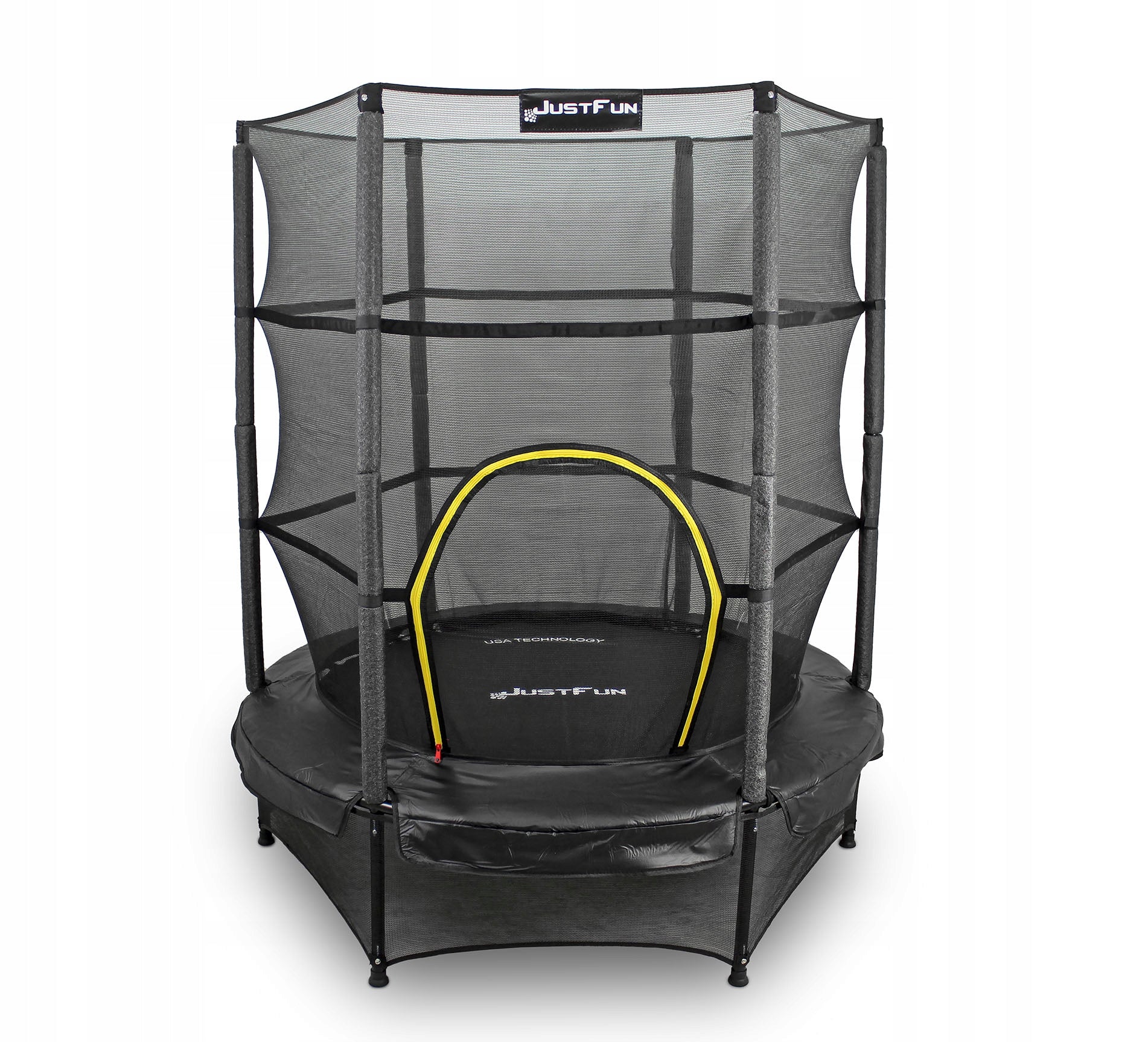 TRAMPOLINE with net inside for children home 140cm JUST FUN BLACK