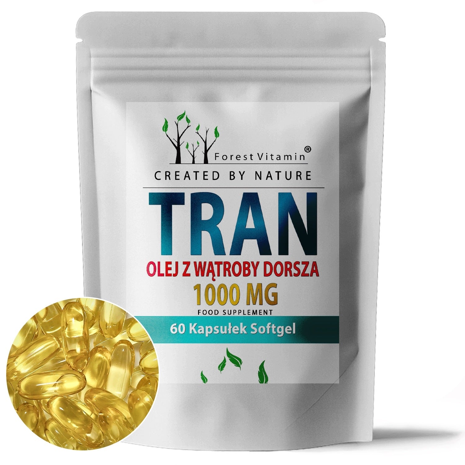 TRAN COD LIVER OIL 1000 MG OMEGA 3 60caps HEALTHY FATS DHA EPA