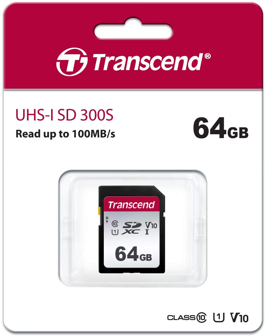 TRANSCEND 300S 64GB SD SDXC 95MB/s UHS-I U1 C10 V10