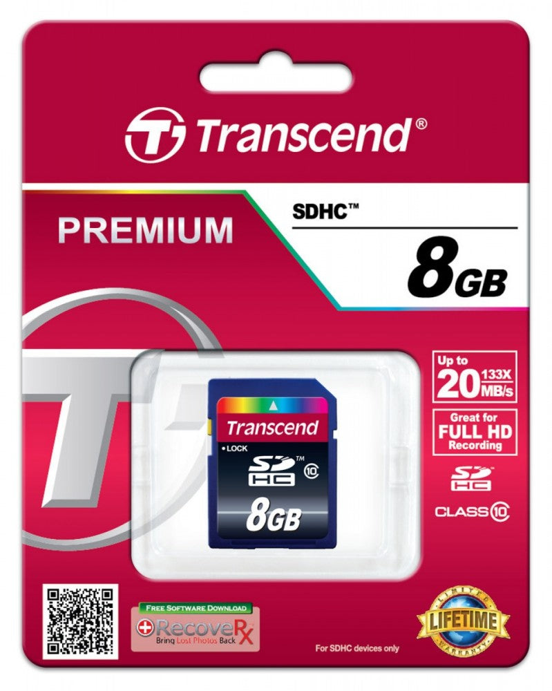 TRANSCEND 8 GB SD SDHC CLASS 10 memory card F HD Card format SD