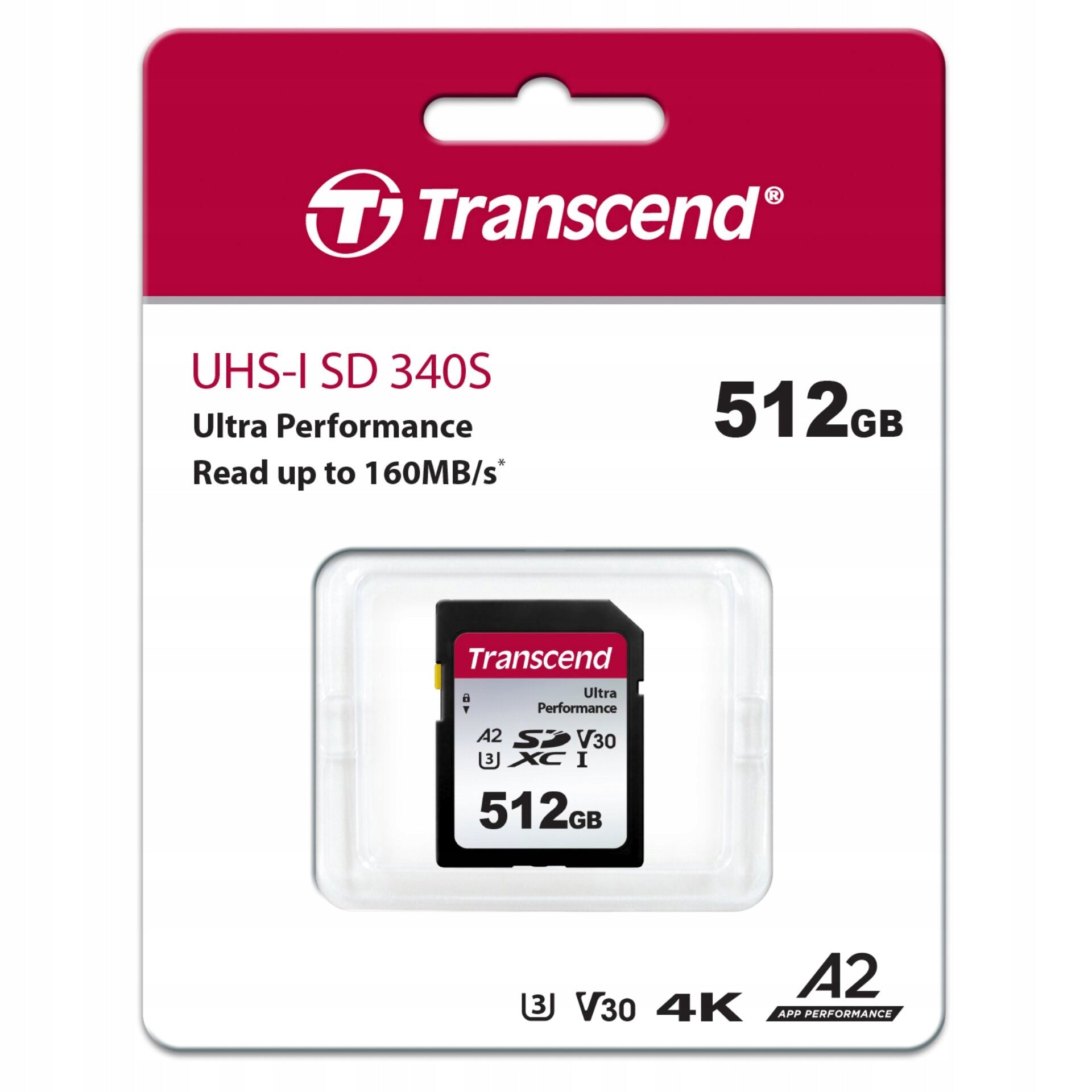TRANSCEND SDXC 512 GB SDC340S UHS-I 160/90 MB/s Card capacity 512 GB