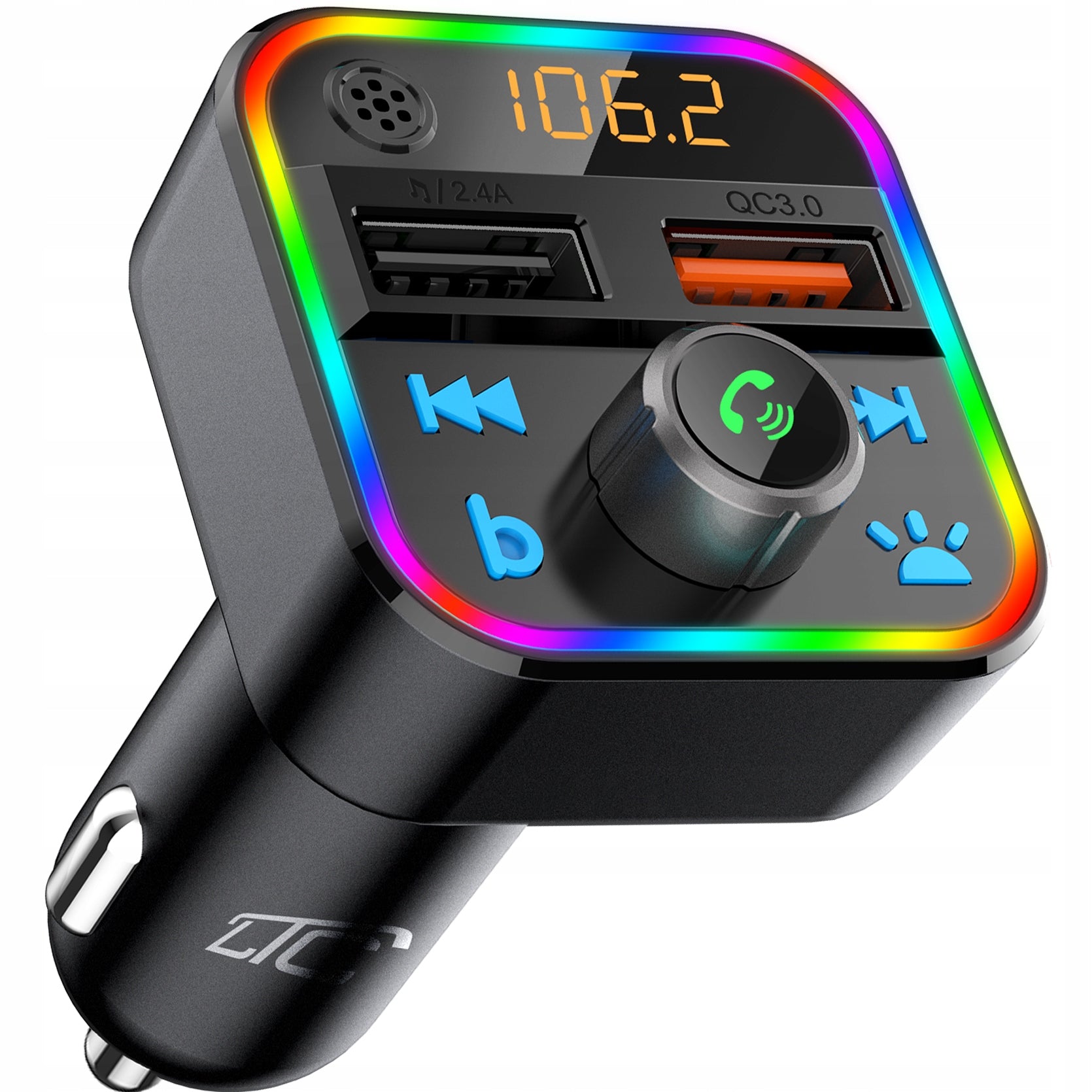 TRANSMITTER BLUETOOTH FM PLAYER WITH MICROPHONE FAST CHARGER QC USB