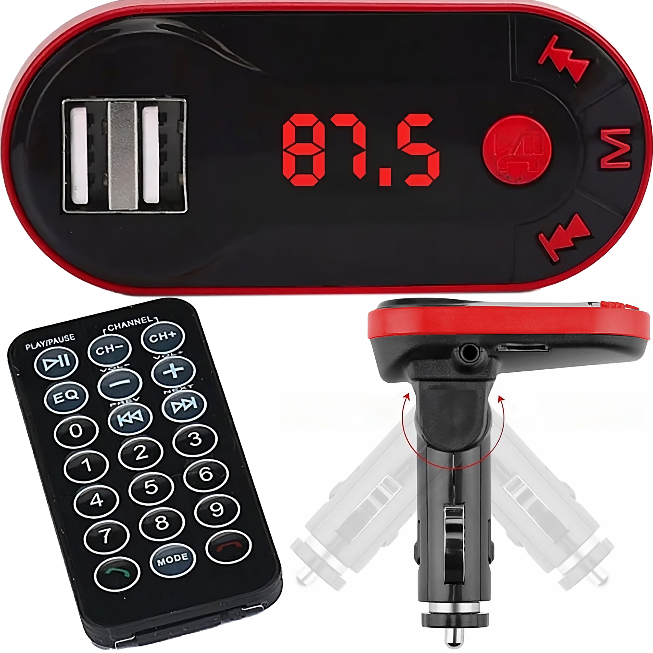 TRANSMITTER FM BLUETOOTH CHARGER MP3 2X USB SD LCD HANDS-FREE + REMOTE CONTROL Packaging status original