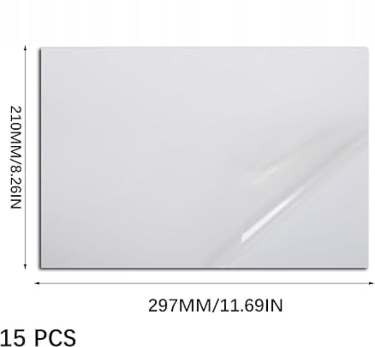 TRANSPARENT A4 VINYL STICKERS FOR PRINTING LASER INK 15 SHEETS Packaging status original