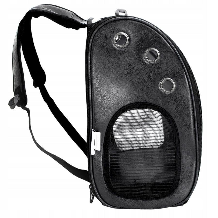 TRANSPARENT BACKPACK TRANSPORTER FOR CAT DOG 37CM Color black
