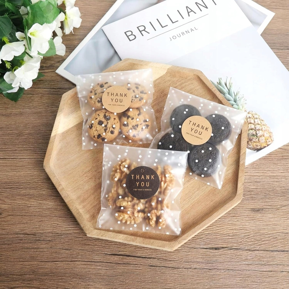 TRANSPARENT CELLOPHANE BAGS 200PCS 10X10CM DIMENSION MATTE DOTS Length 10 cm