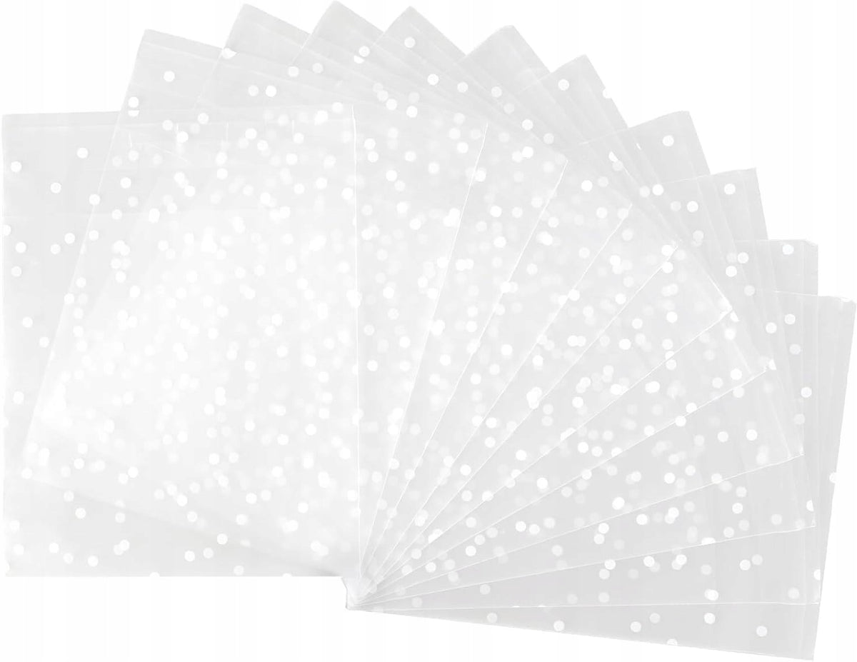 TRANSPARENT CELLOPHANE BAGS 200PCS 10X10CM DIMENSION MATTE DOTS
