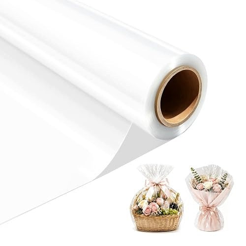 TRANSPARENT CELLOPHANE FILM FOR GIFT WRAPPING 80CM X 40M for home Length 1 cm