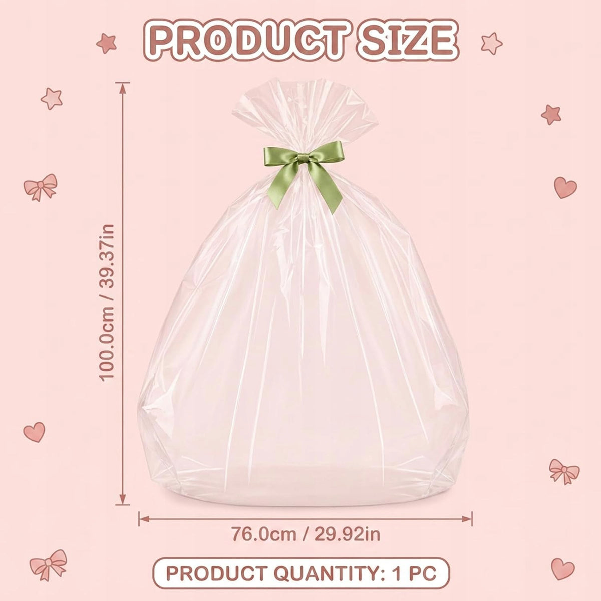 TRANSPARENT GIFT FILM 76X100 CM SET OF 8 Length 100 cm