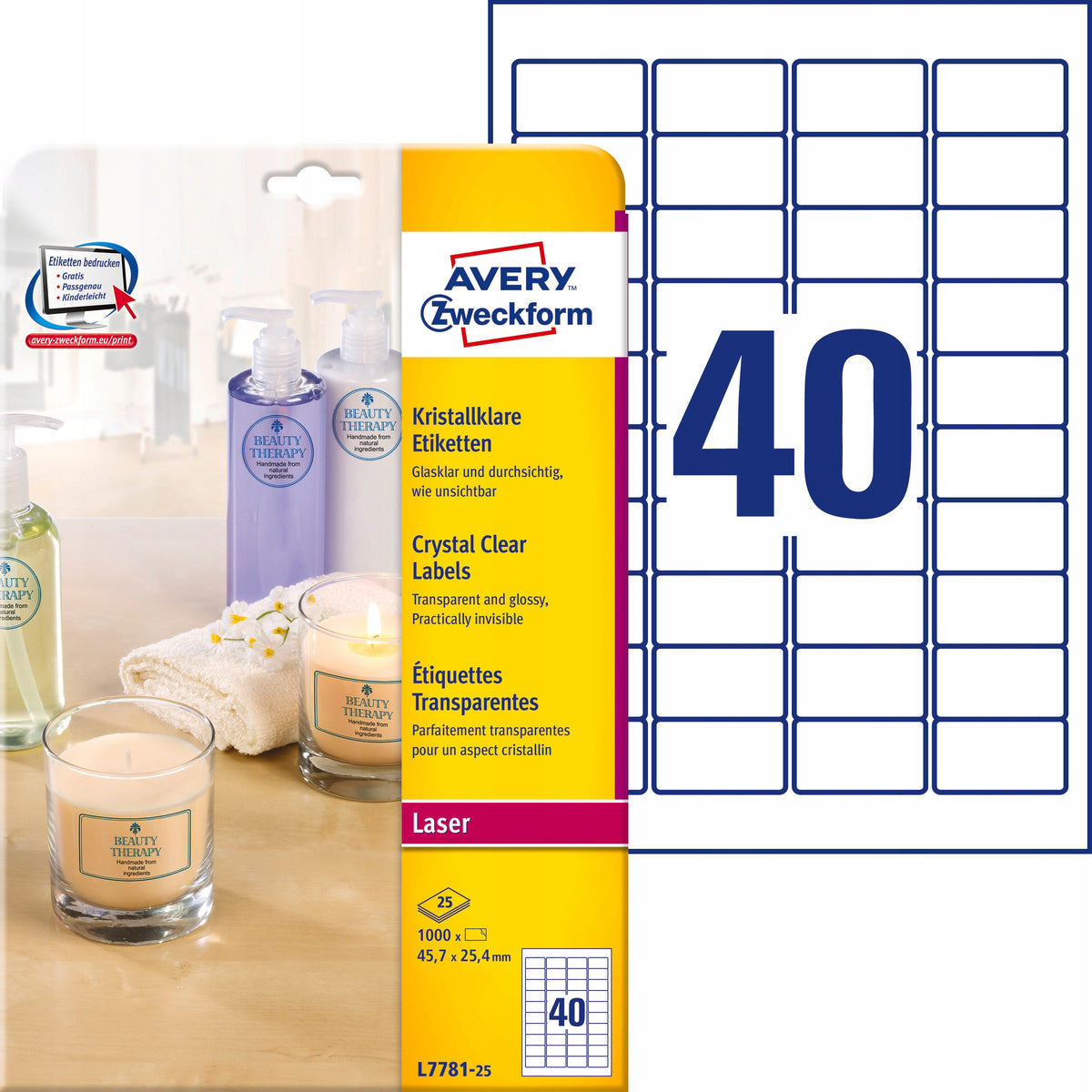 TRANSPARENT LABELS L7781-25 45,7X25,4 MM AVERY