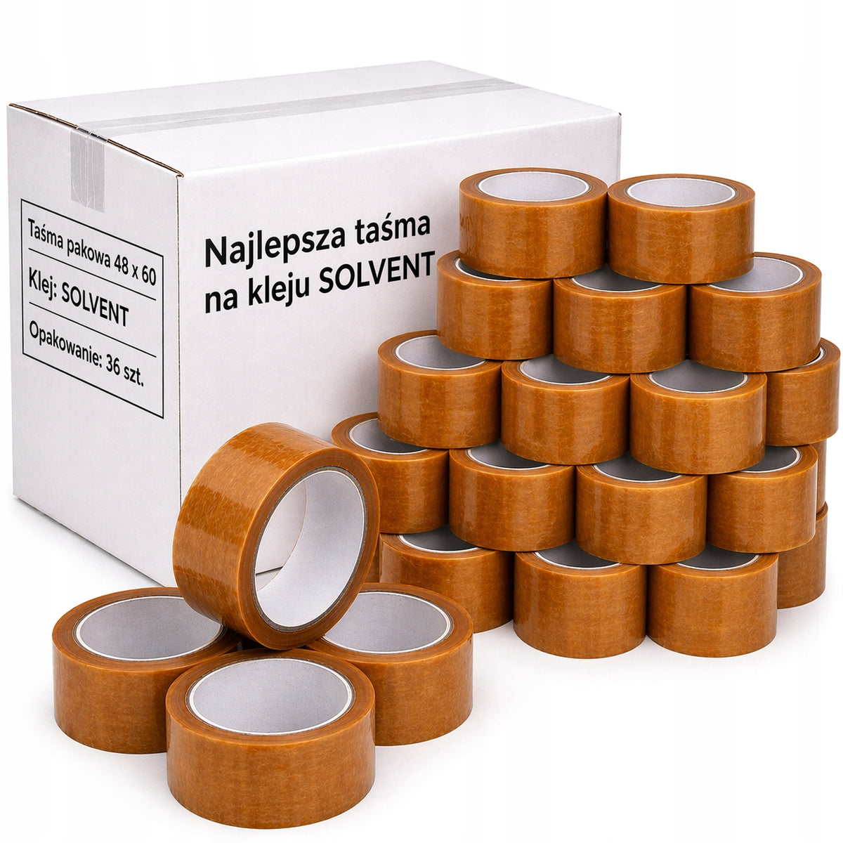 TRANSPARENT PACKING TAPE 48/60 SOLVENT STRONG FOR CARTONS 36 PCS Width 48 mm
