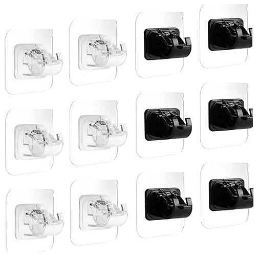 TRANSPARENT SELF-ADHESIVE CURTAIN HOLDERS WITHOUT DRILLING 12 PCS.