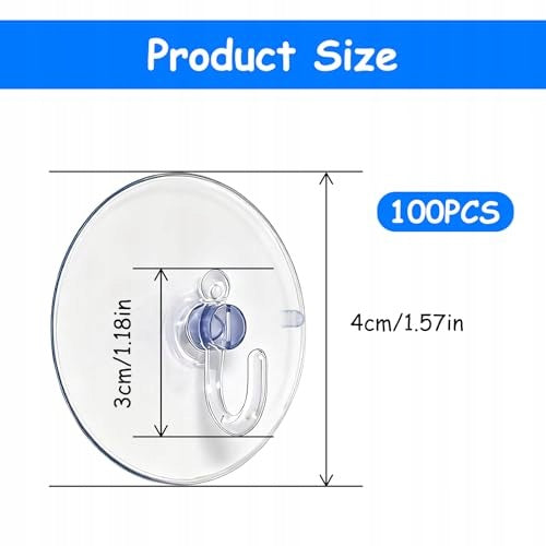 TRANSPARENT SELF-ADHESIVE HOOKS 4 CM FOR KITCHEN BATHROOM 100 PCS. Manufacturer code Bez marki