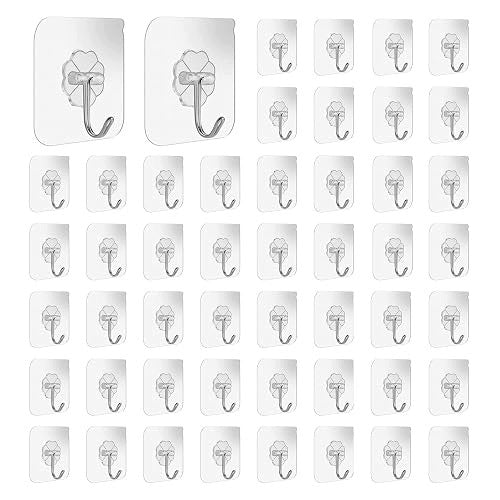 TRANSPARENT SELF-ADHESIVE WALL HOOKS FOR KITCHEN BATHROOM 50 PCS Brand no brand