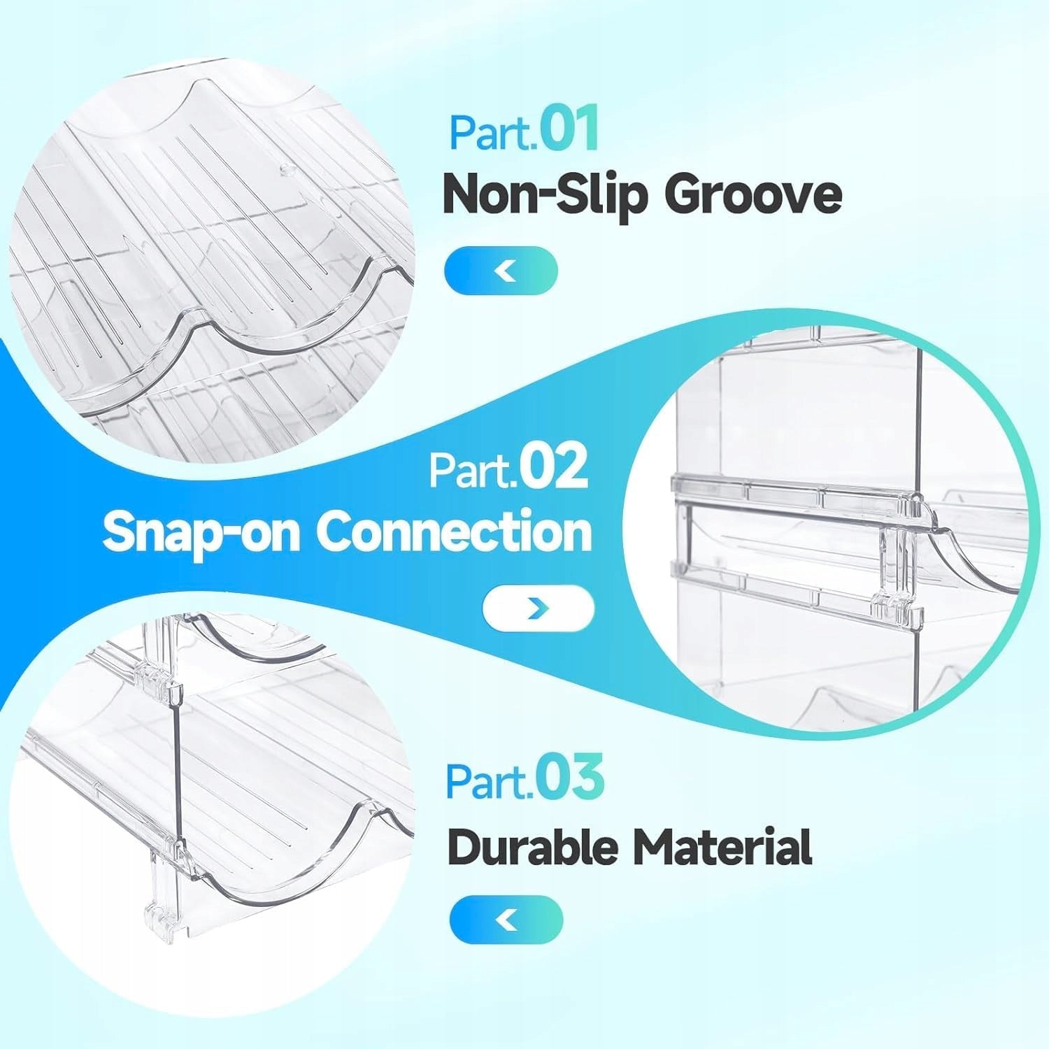 TRANSPARENT WATER BOTTLE RACK 39 X 21 CM 4 LEVELS FOR REFRIGERATORS Brand Garni
