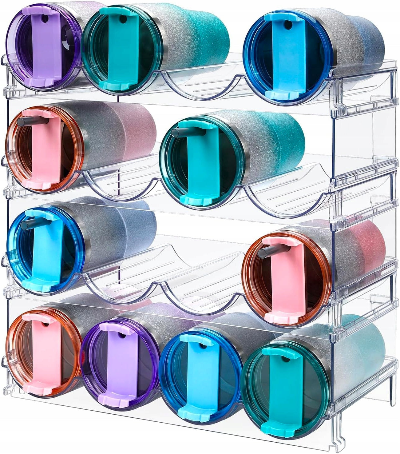 TRANSPARENT WATER BOTTLE RACK 39 X 21 CM 4 LEVELS FOR REFRIGERATORS